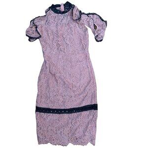 By Chapter New York Womens Dress Mauve Black Small Cold Shoulder Scallop